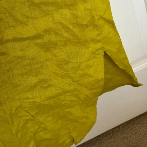 ZARA Chartreuse/ Lime green Linen Shirt Dress XXL - Picture 8 of 9